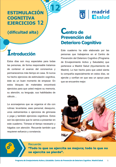 Cuaderno de ejercicios de estimulación cognitiva 12. Dificultad alta