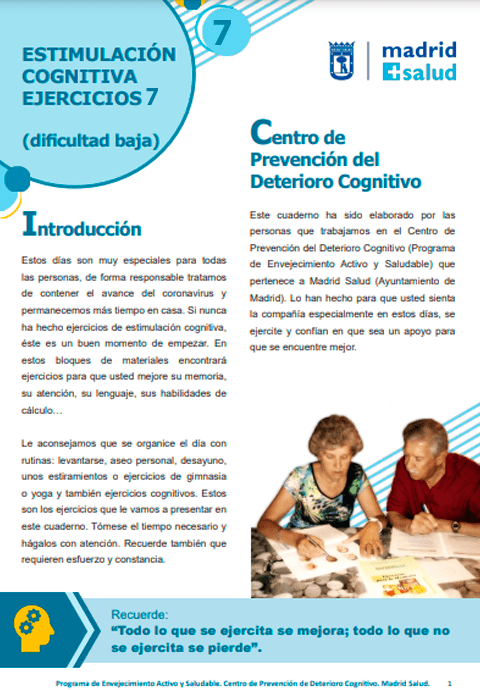 Estimulación cognitiva - Dificultad baja - Ejercicios 7