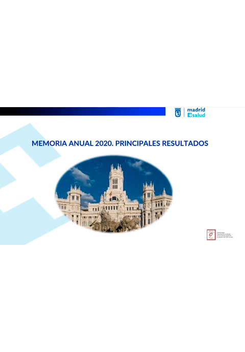 Memoria anual Madrid Salud. 2020. Principales resultados